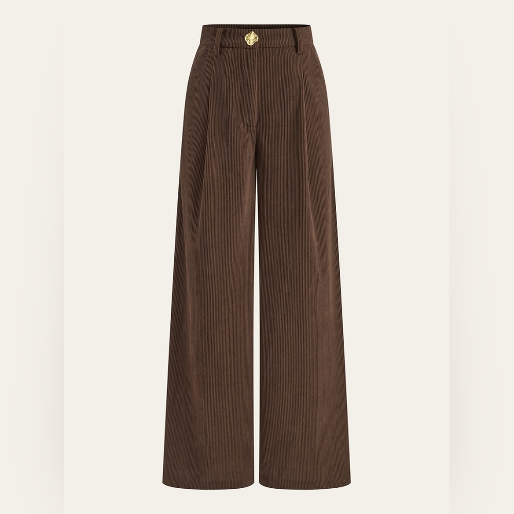 NWT Commense Chocolate Wide-Leg Corduroy Pants